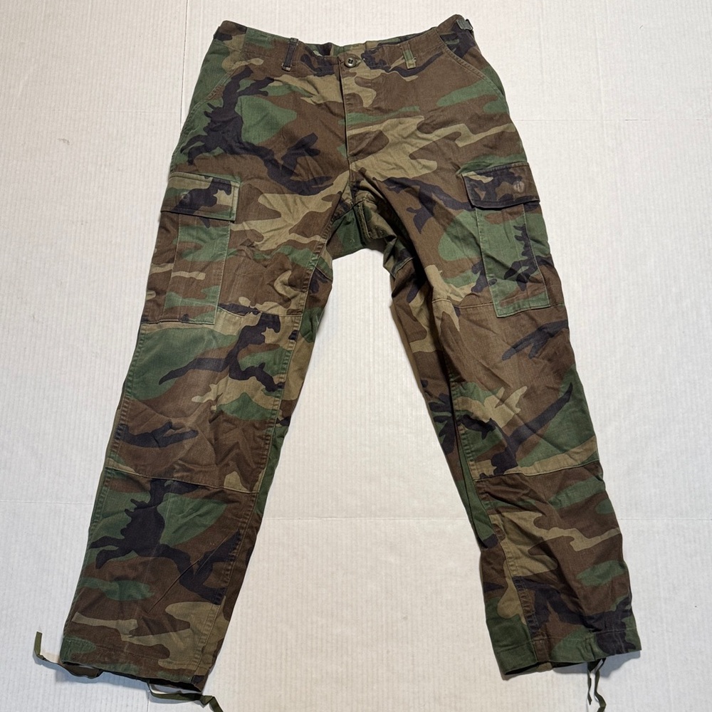 MILITARY Men's Camo Cargo Pants Green Woodland‎ Button Fly High Quality 31/29